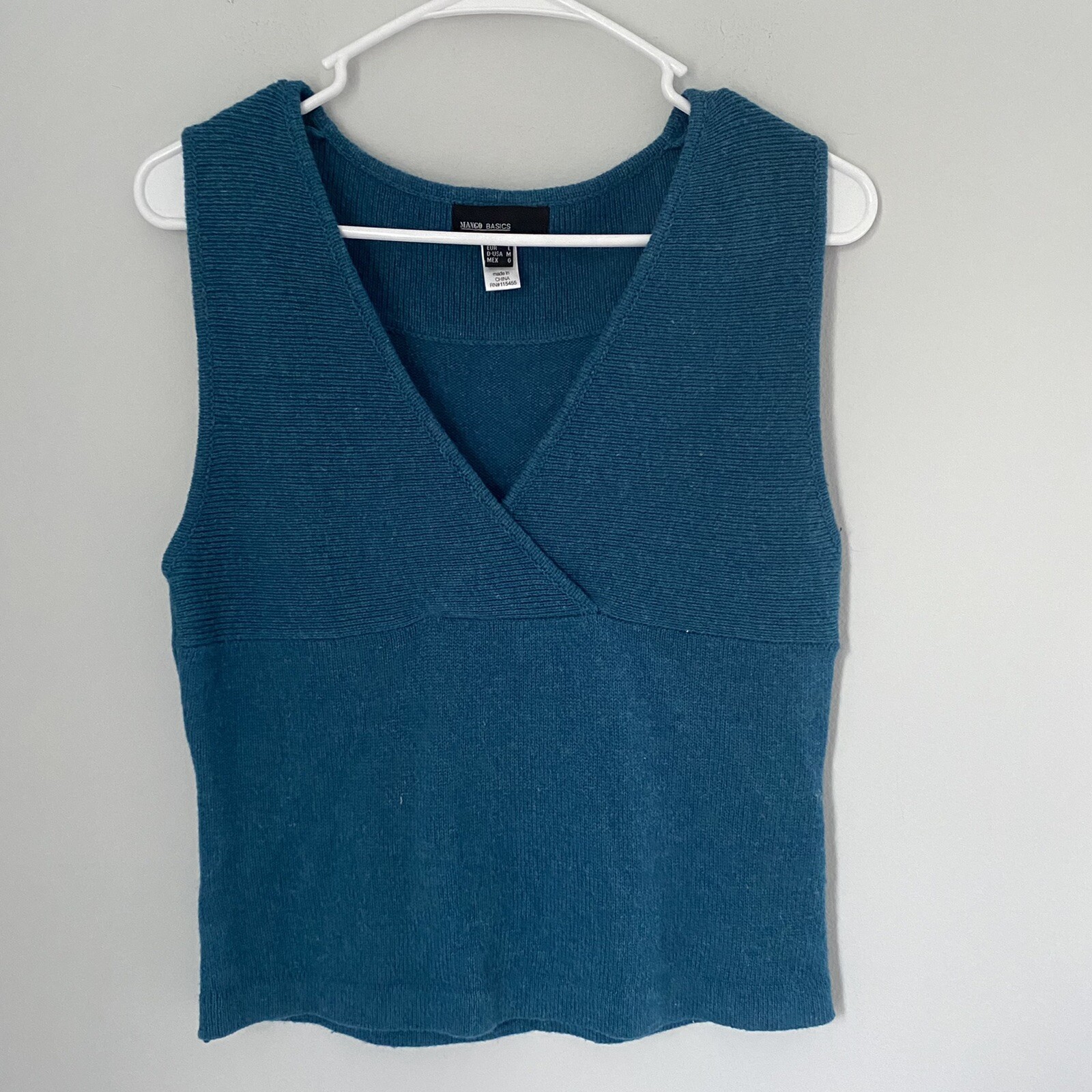 Mango Basics Women's V Neck Wool Blend Knit Vest