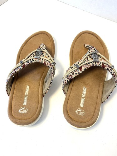 Sandali donna Minnetonka aztechi con perline in metallo ricamato 9M - Foto 5 di 6