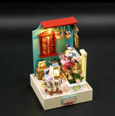DIY Flower Leisure Time Nook 3D HolzPuzzle Puppenhaus Deko Geschenke S2202
