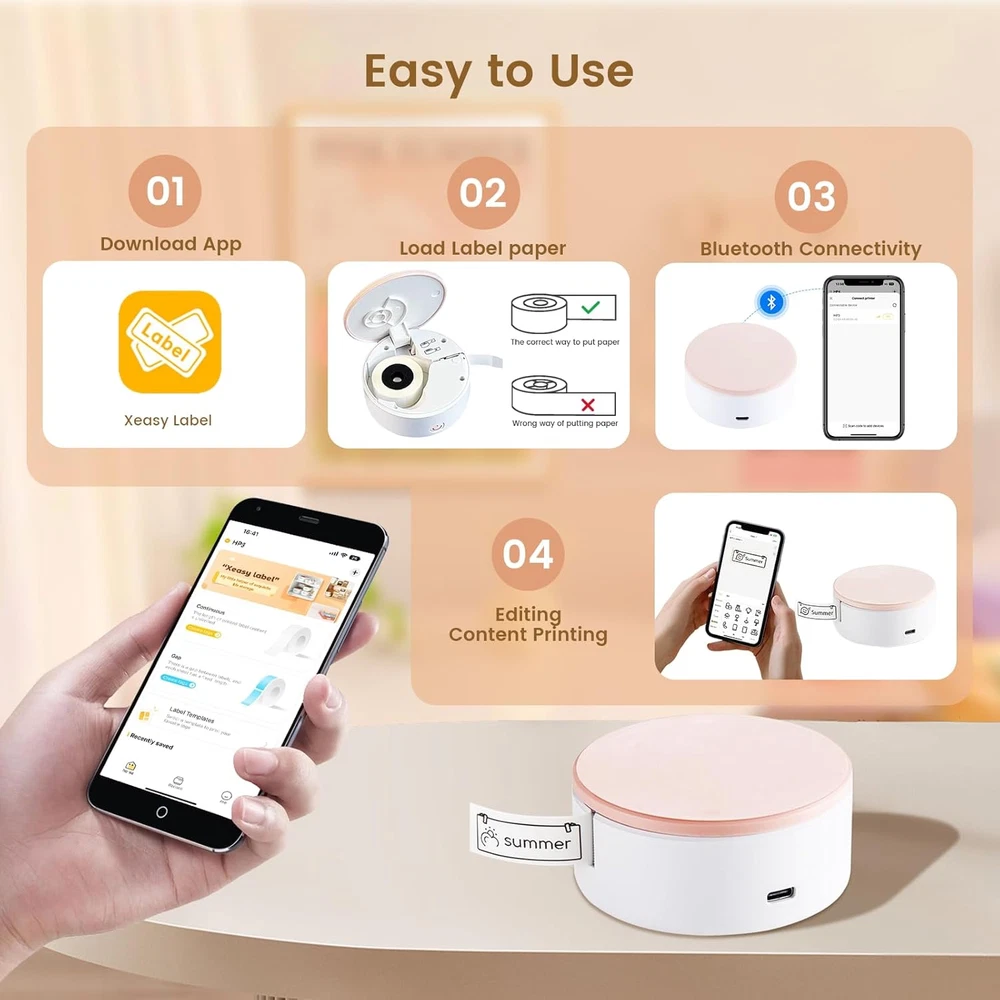Portable Bluetooth Label Maker Machine with Tape - HP3 Mini Label Printer