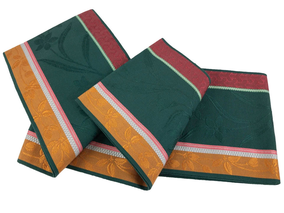 De colección Japonés Verde Oscuro Seda Mujer Hakata-Ori Koburo Han-Haba Obi: 19-C Oct Foto 2 de 4