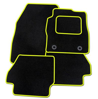FITS VAUXHALL ADAM 2012-2019 TAILORED BLACK CAR MATS WITH YELLOW TRIM
