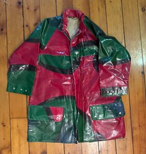 Rare 60s 70s Marimekko Rukka Raincoat 36 S Red Green Blue Finland Coat