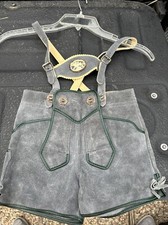 Vintage German Oktoberfest LEDERHOSEN Child Size 60 Cm Shorts Suspenders Leather