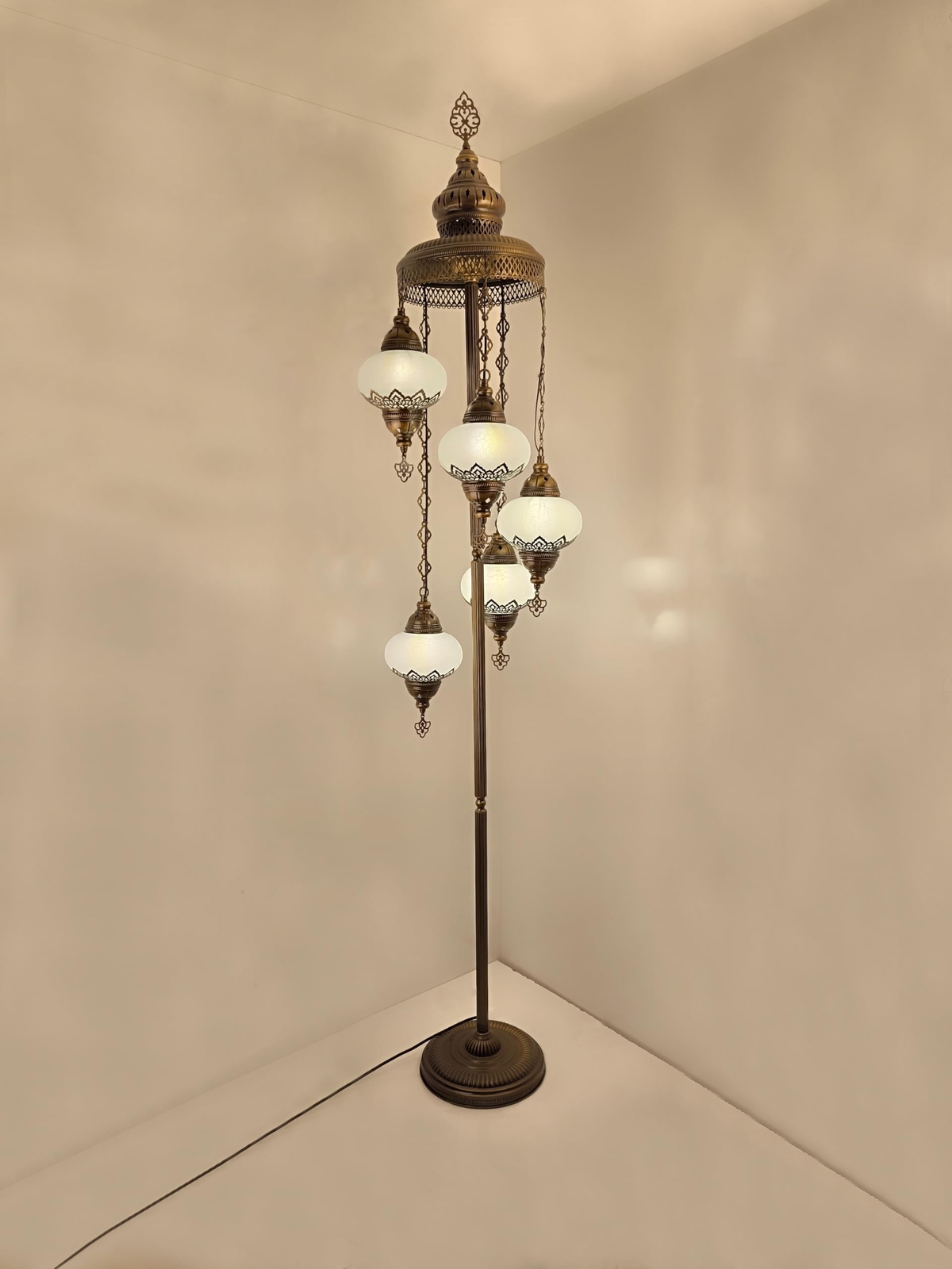 Authentic Angora 5 Globe Turkish Moroccan Standing Floor Lamp