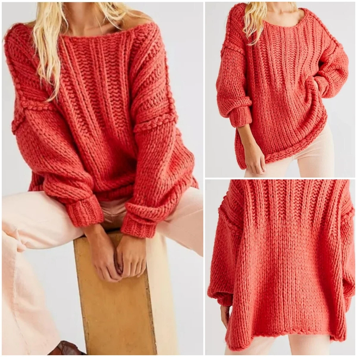 Free people coral best sale sweater