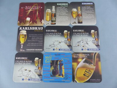 Lot of 9 SOUS BOCK KARLSBRAU EXPORT FRANCE beer mats beer felt beer mats