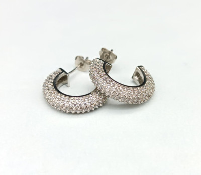 Damen Ohrringe Pavé pl Weißgold Brillant Zirkonia Swarovsky Elegant Zeremonie