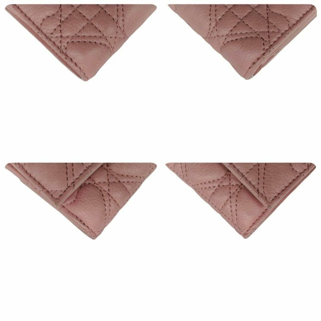 Dior Caro Hibiscus Cannage Compact Wallet Heart Pink Leather
