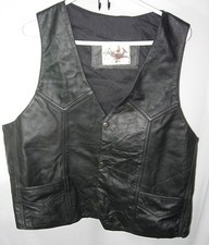 Mens NEW BLACK LEATHER MOTORCYCLE BIKER WESTERN CASUAL Vest Size 2XL XXL 50"