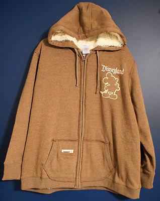 New Disney Park DISNEYLAND 55 Mickey Faux Fur Hoodie Jacket Brown Misses S 