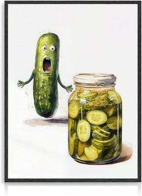 Funny Kitchen Wall Art, Cool Kitchen Pickle Wall Decor Cucumber Eclectic Poster