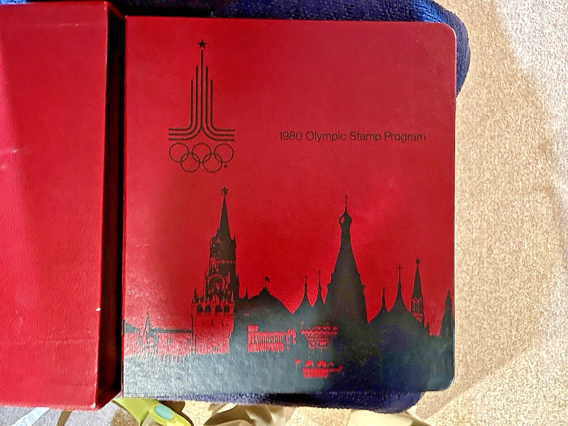 1980 Olympic Stamp Program Book with near 80 Unaddressed FDCs in Slipcover