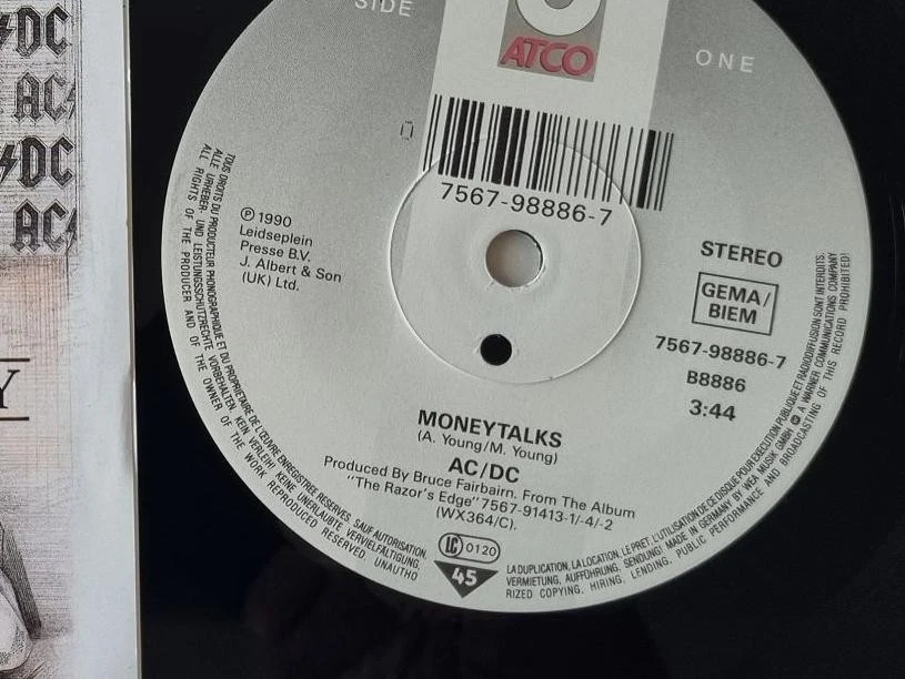 AC/DC - Moneytalks 7'' Vinyl Germany