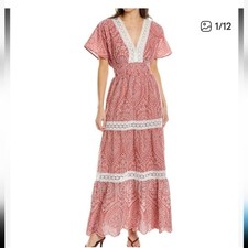 Elie Tahari Highland Rose Eyelet Maxi Dress