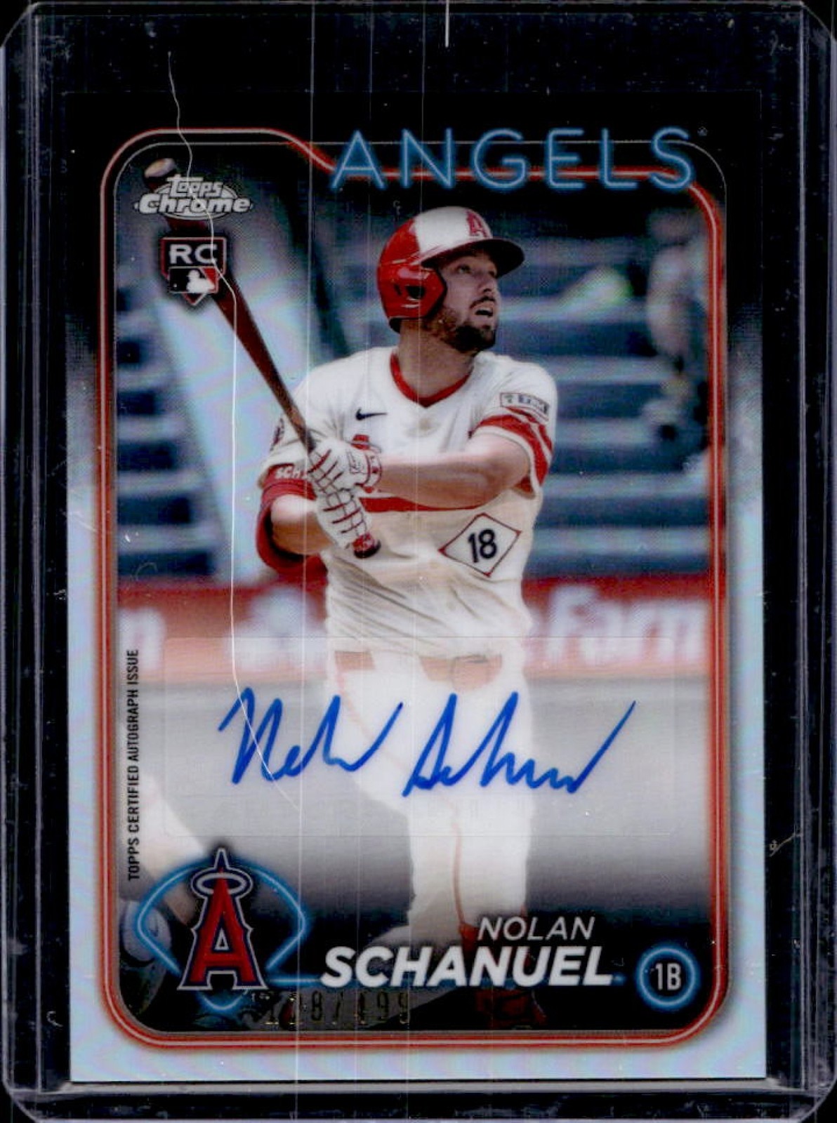 2024 Topps Chrome Update Nolan Schanuel Auto RC Refractor Rookie #/499 Angels