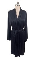 Victoria's Secret Black Kimono Robe Womens M/L Mid Length Satin Dark Romance
