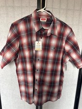 Wrangler Mens XL Plaid Short Sleeve Button Up Shirt Red/White/Blue Classic Fit