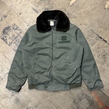 Vintage 1980s 90s French Air Force HBT Bomber Jacket Large 100L Green