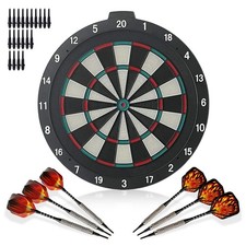 18 Inch Soft Tip Dart Board for Adults, Staple-Free Plastic Surface with 6...