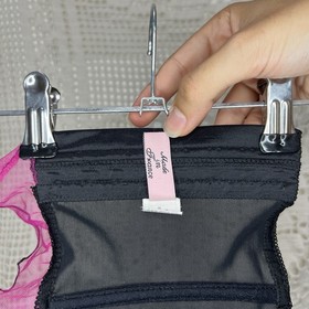 Agent Provocateur Pink and Black Waspie Corset Garter Belt Small Made In France