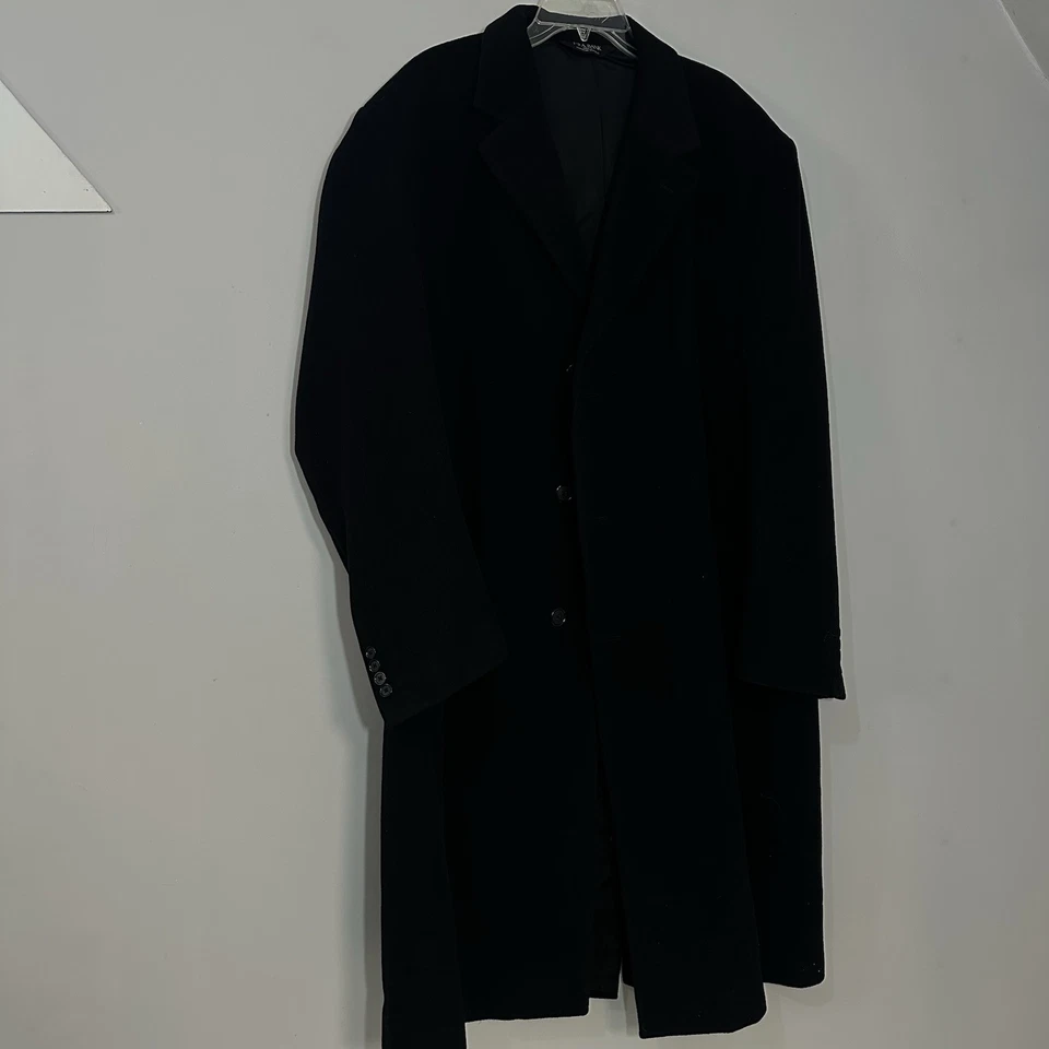 Jos A Bank Hombres 44L Abrigo Lana Cachemira Negro Vestido Abrigo Largo Topcoat Carrera Foto 3 de 4