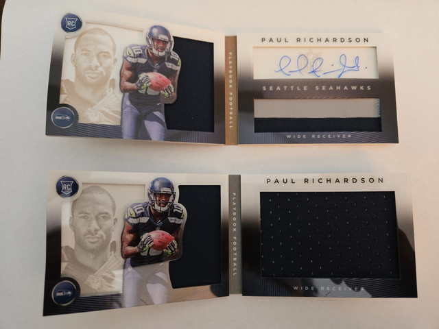 2014 Playbook Paul Richardson Dual Booklets Rookie Auto Jersey /99 /199 x2