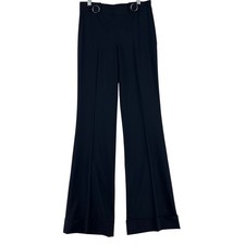 Tory Burch WMNS Flare Dress Trousers Size 2 Navy Wool Blend Sailor Waist Cuffed