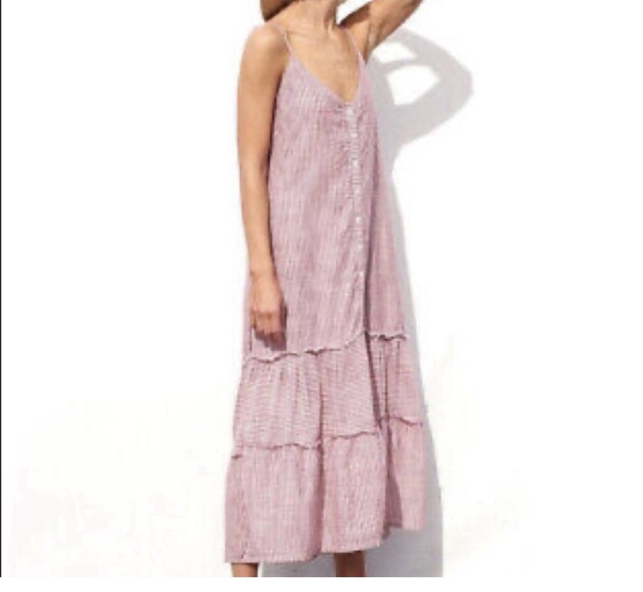 Anthropologie Sundry Dress Gauzy Cotton Striped Maxi Dress Size 0 Button Front