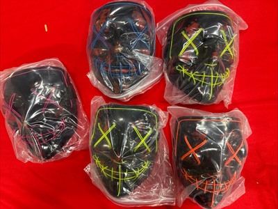 Halloween Purge Light up Mask Costume Party LED Glow Mask Set Of 5