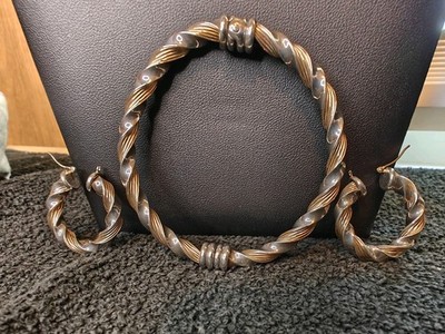 VTG PETER BRAMS STERLING SILVER  14k SET. EARRINGS AND BRACELET