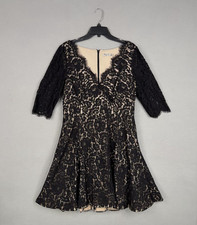 Eliza J Dress Womens 14 Black Nude Lace Fit & Flare Half Sleeve Goth Boho