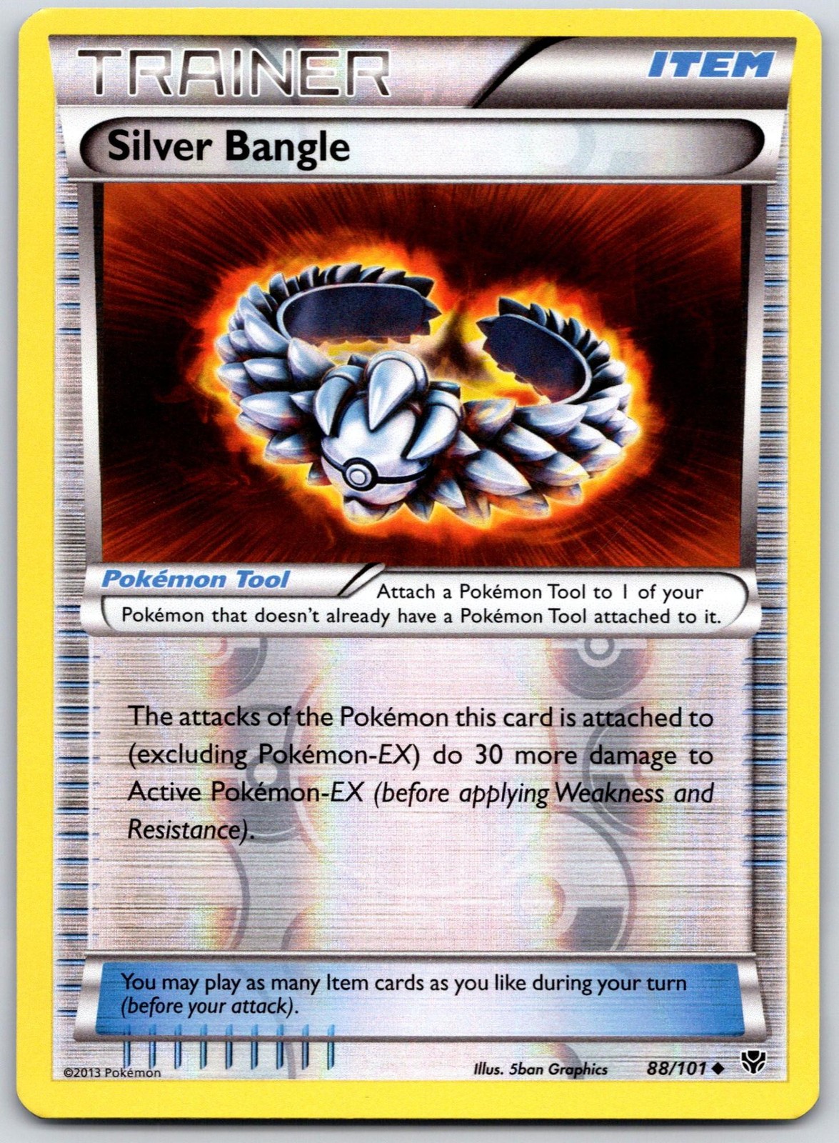 POKEMON PLASMA BLAST SILVER BANGLE 88/101 UNCOMMON REVERSE HOLO LP