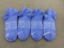 Bombas Women Size M Honeycomb Solid 4 Pairs Blue Ankle Socks