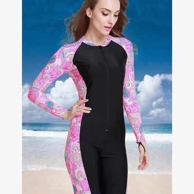 Pink and Black Rash Guard Surfing Swimsuit EUC Size S