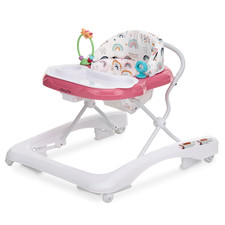 Dream on Me Mia Foldable Baby Walker in Pink, Foldable Walker with Adjustable He