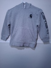 Carhartt Youth Hoodie Size 8-10 Gray Fleece Sweatshirt Logo Outdoor Unisex Kids
