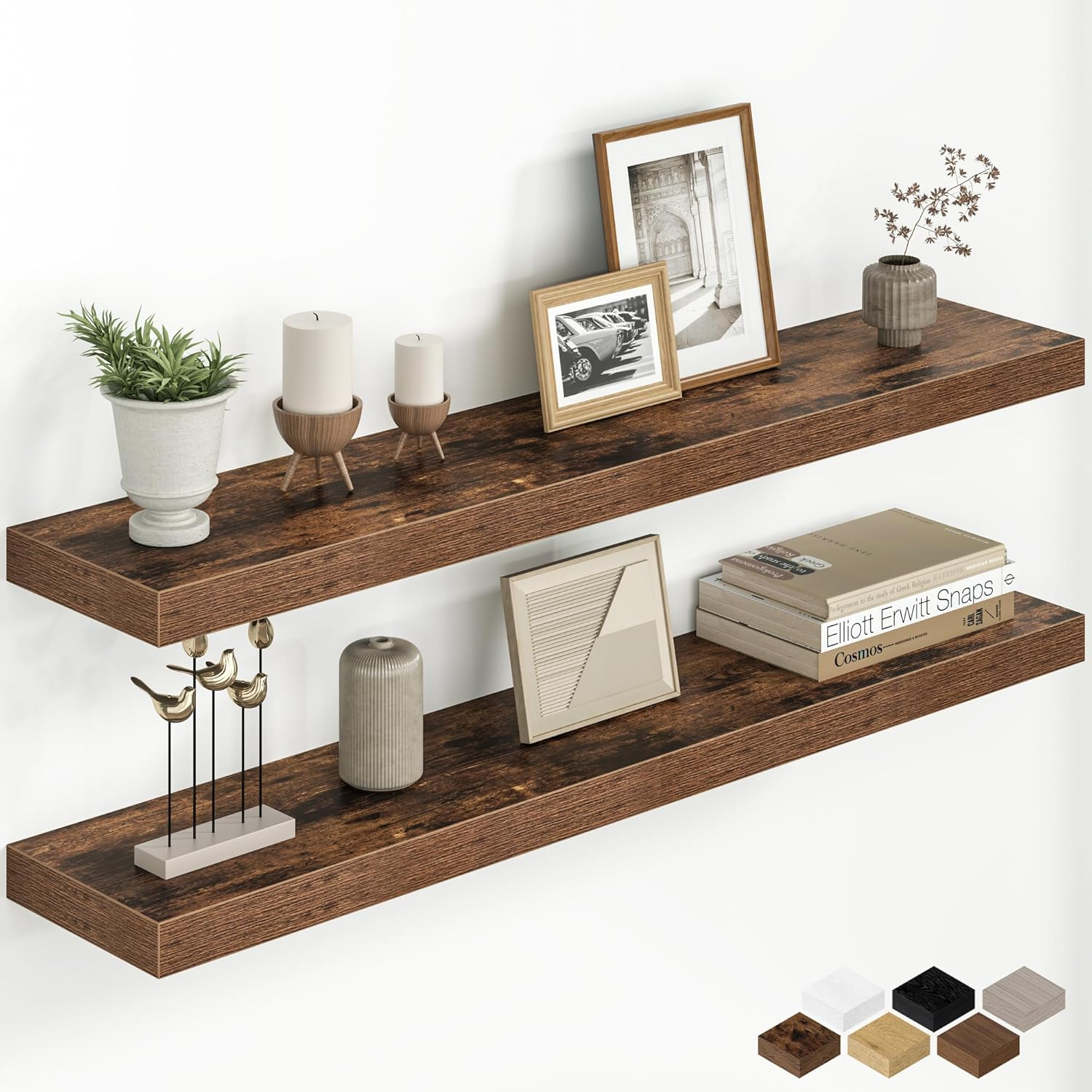 Rustic 40 Inch Floating Shelves Set of 2