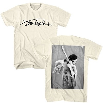 Jimi Hendrix - Sig Bild - American Classics - Massiv Altweiß Erwachsene Kurz