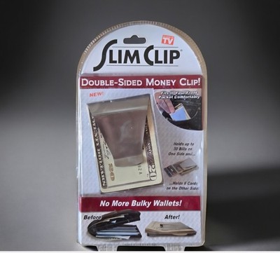 New In Package SLIM MONEY CLIP WALLET Credit Card, Double Sided As Seen On TV,
