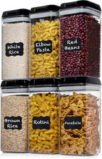 Airtight Food Storage Containers with Lids - 6 PC BPA Free Clear Plastic Cereal