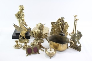 Vintage Brass Ware Collection Inc Sculptures Picture Frame Candlesticks 9978g