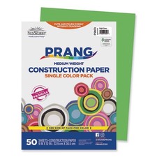 Prang SunWorks Construction Paper, 50 lb, 9 x 12, Bright Green, 50/Pack
