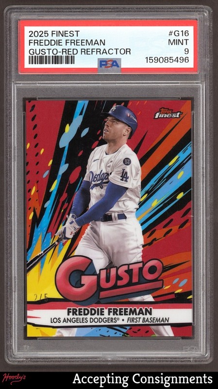 2025 Finest Gusto Red Refractor #G16 Freddie Freeman 2/5 DODGERS PSA 9 MINT