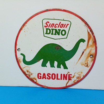 Vintage Sinclair Dino Gasoline Porcelain Enamel Sign 6'' Inches
