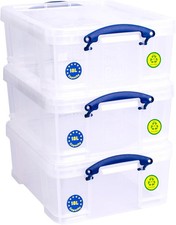 Really Useful Box Plastic Storage 18 Litre Clear (Pack Of 3)