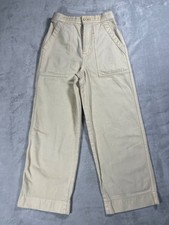 Uniqlo U Kids Workwear Pants XXS Beige Cotton Carpenter Utility Wide Leg