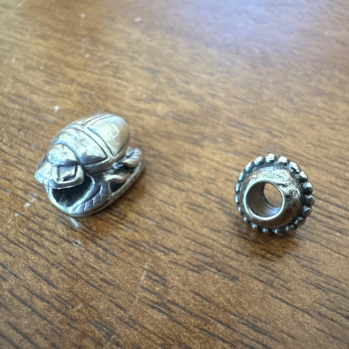 Trollbeads rare retired 2 piece lot. Sterling silver-scarab and planet