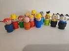 Vintage Little People Wooden And Plastic Figures Lot 12 Characters Fisher Price
