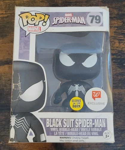 Funko Pop! Vinyl: Spider-Man Black Suit figure #79 "Glow in the Dark" version.